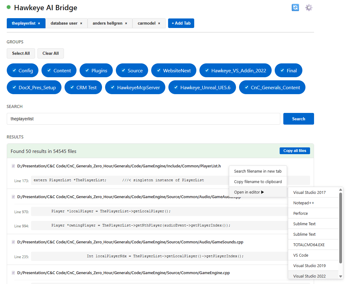 Hawkeye Artifact browser interface