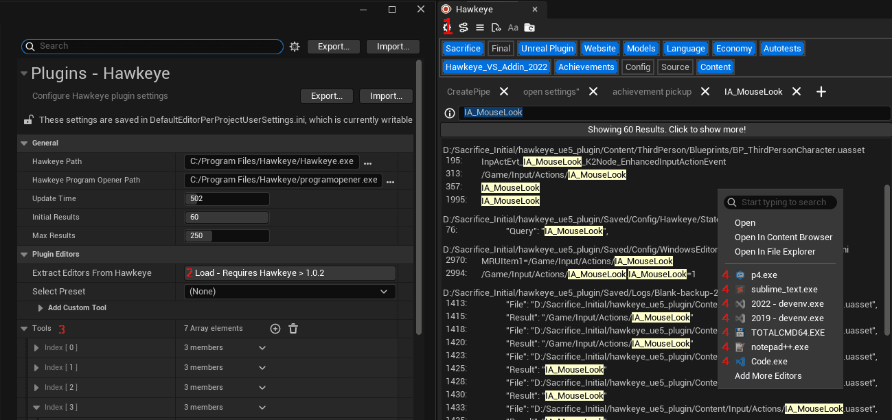 Screenshot of external editors functionality