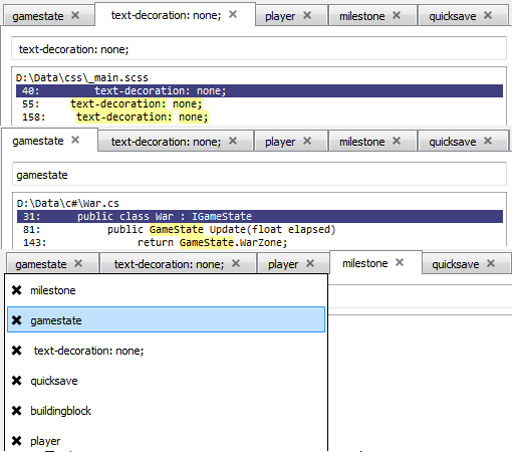 Screenshot of Hawkeye tabs