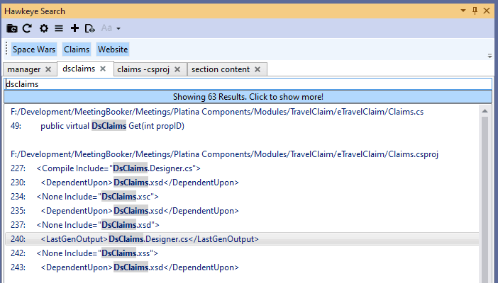 Screenshot demonstrating Visual studio addin for Hawkeye