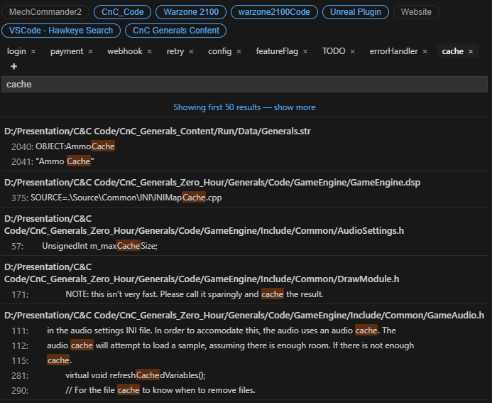 Screenshot of Hawkeye group filters in VS Code
