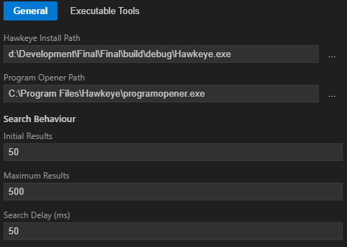 Screenshot of Hawkeye Options in VS Code